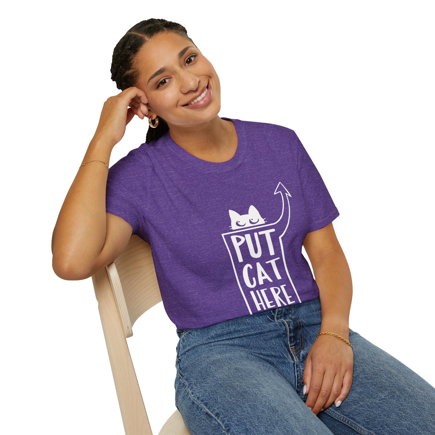 Calling All Shoulder Cats Essential Unisex Purple Cotton Tee, 6 Sizes