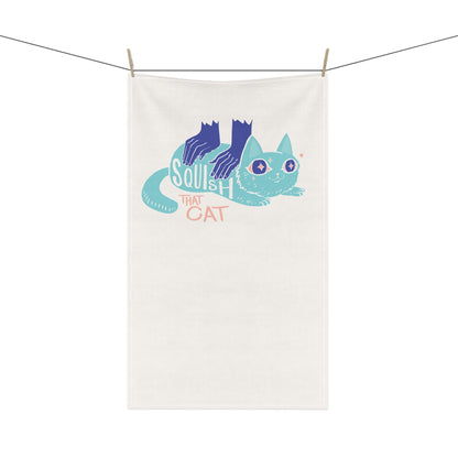 Squish That Cat Cotton Twill Tea Towel, 18 x 30-in