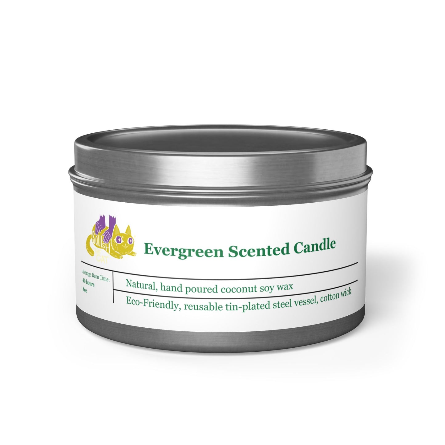 Squish That Cat Fresh Evergreen Scented Candle, Burn Time 40 hrs. (8oz)