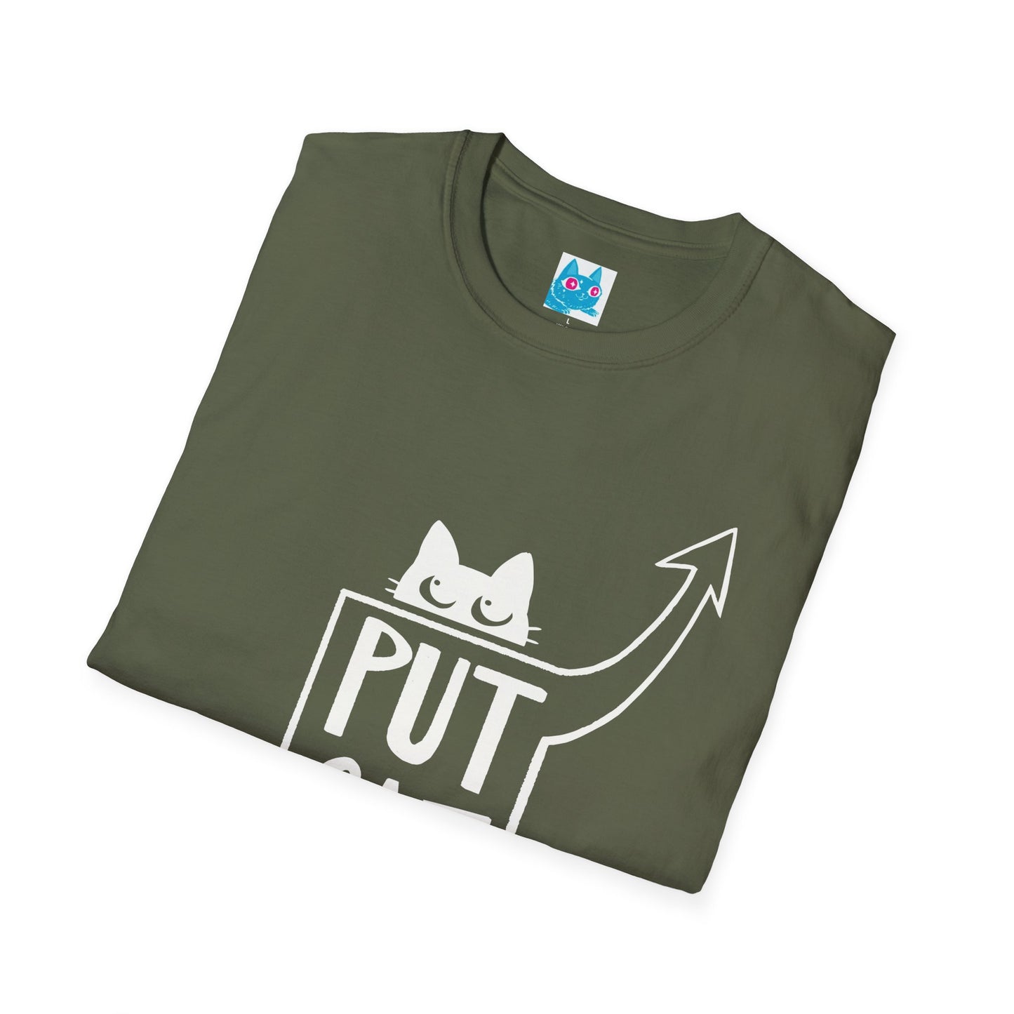 Calling All Shoulder Cats Unisex Army Green Cotton Tee, 4 Sizes