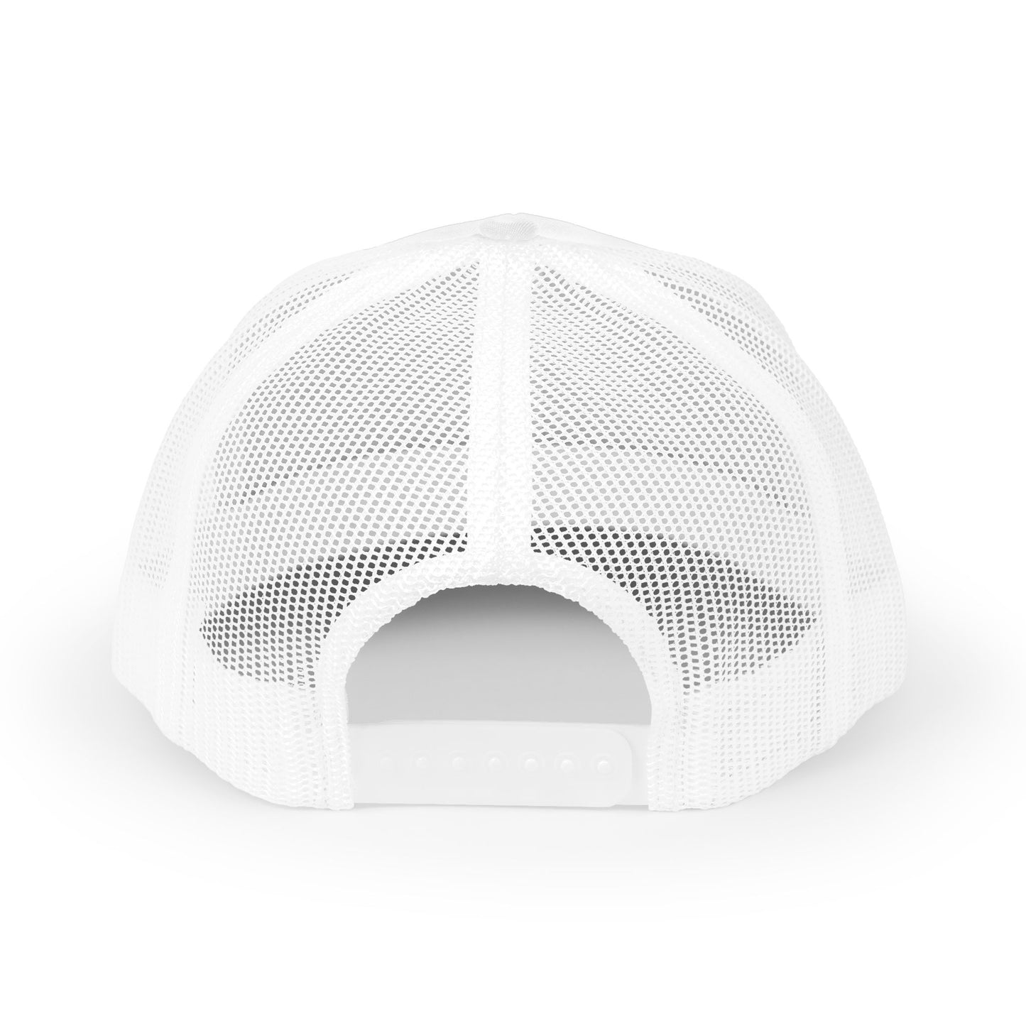 Squish That Cat Retro Trucker Hat, White with Blue Embroidery