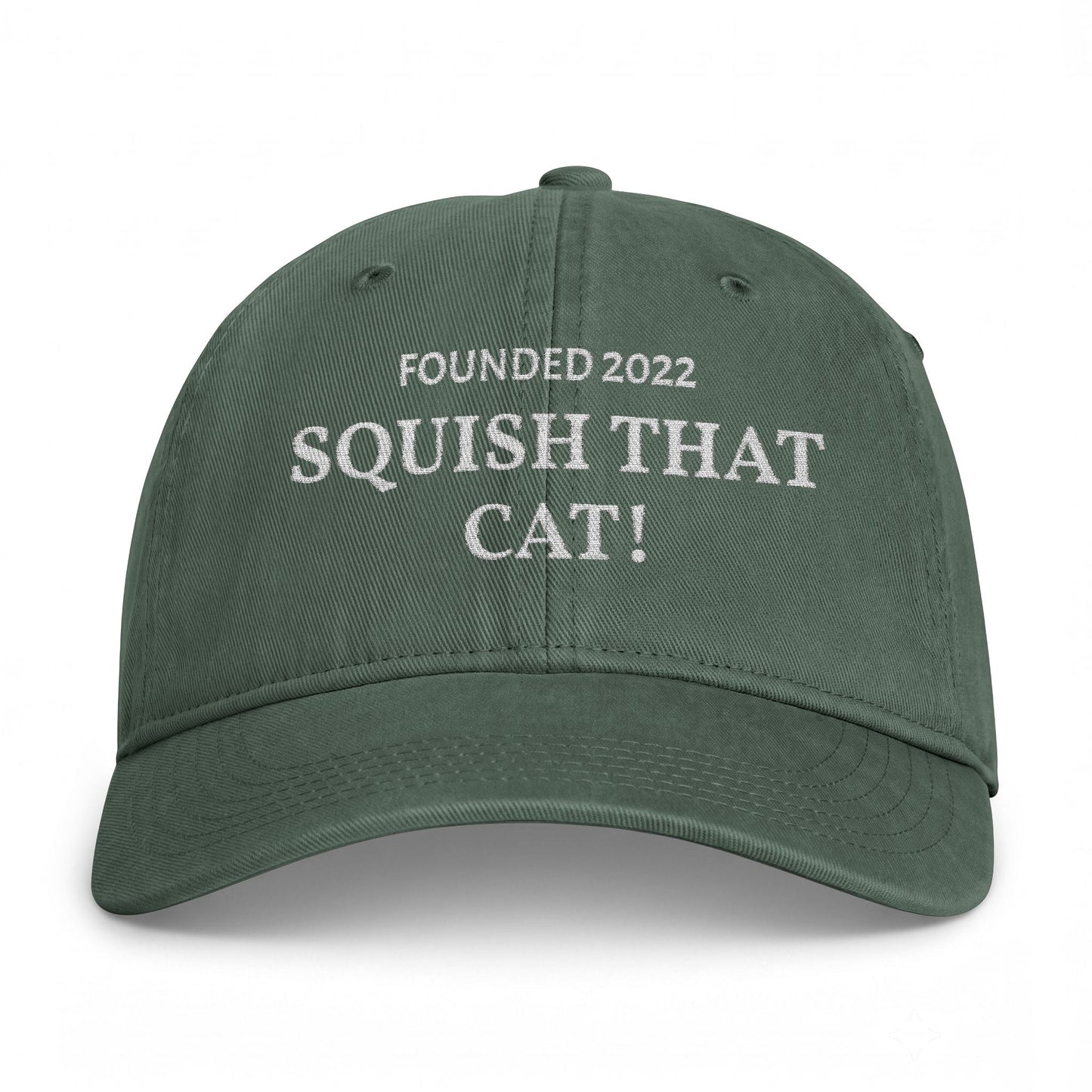 Squish That Cat Washed Baseball Cap, 4-Colors