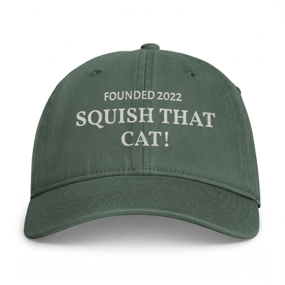 Squish That Cat Washed Baseball Cap, 4-Colors