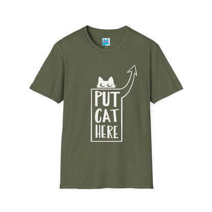 Calling All Shoulder Cats Unisex Army Green Cotton Tee, 4 Sizes