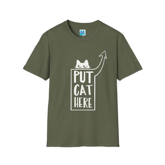 Calling All Shoulder Cats Unisex Army Green Cotton Tee, 4 Sizes