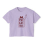 Women's Boxy Tee, Shoulder Cat, 100% Cotton, 3 Size