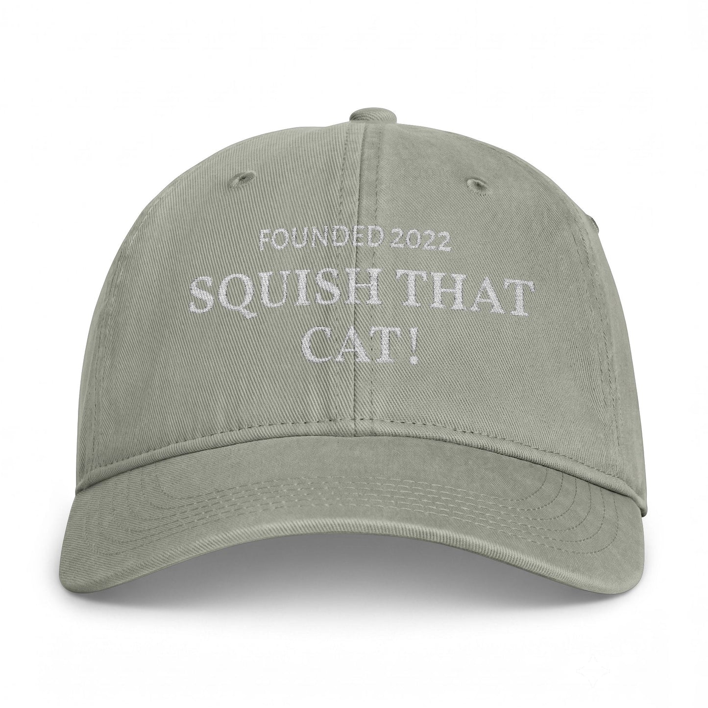 Squish That Cat Washed Baseball Cap, 4-Colors
