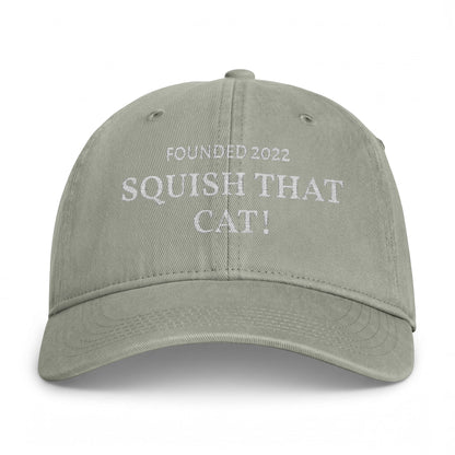 Squish That Cat Washed Baseball Cap, 4-Colors