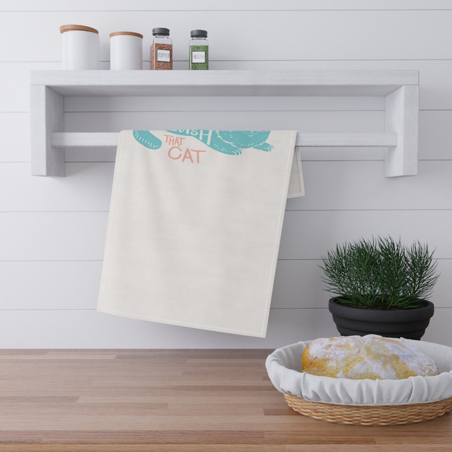 Squish That Cat Cotton Twill Tea Towel, 18 x 30-in