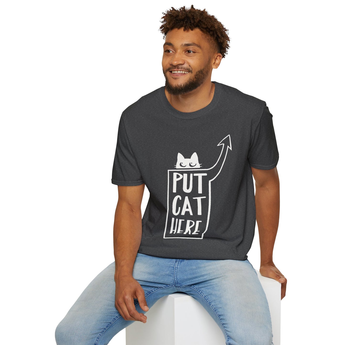 Calling All Shoulder Cats Unisex Dark Heather Cotton Tee, 5 Sizes