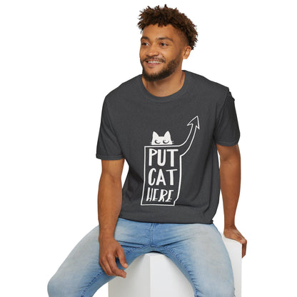 Calling All Shoulder Cats Unisex Dark Heather Cotton Tee, 5 Sizes