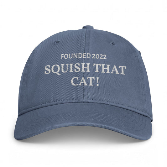 Squish That Cat Washed Baseball Cap, 4-Colors