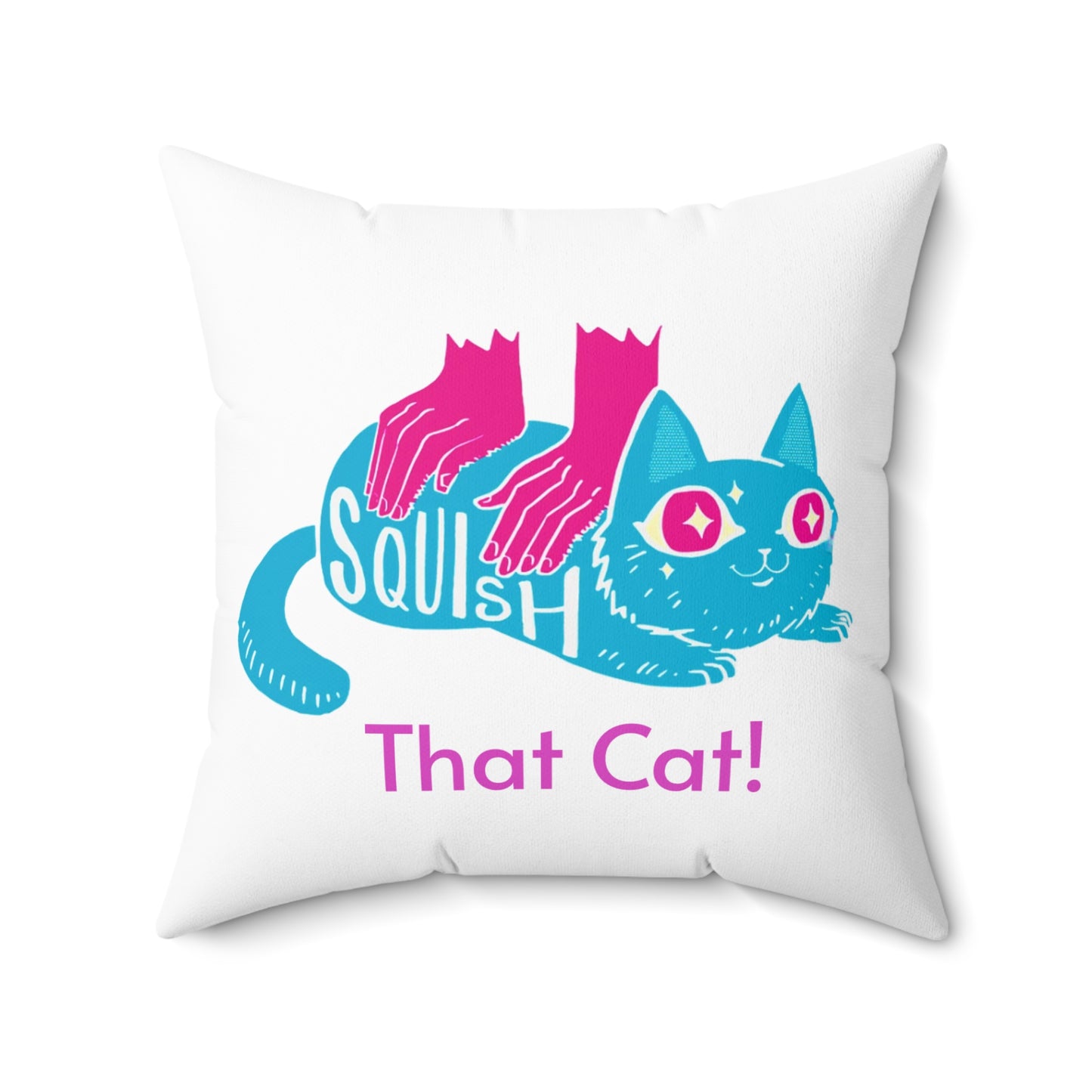 Squish That Cat Square Spun Pillow, 3-Sizes