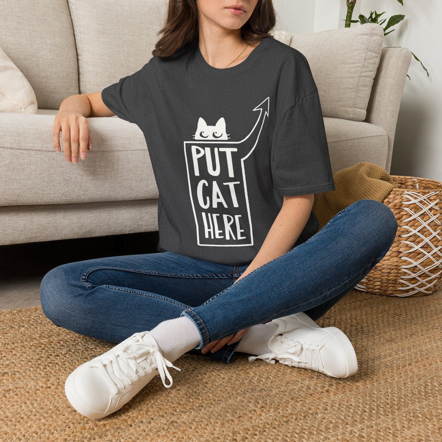 Calling All Shoulder Cats Unisex Dark Heather Cotton Tee, 5 Sizes