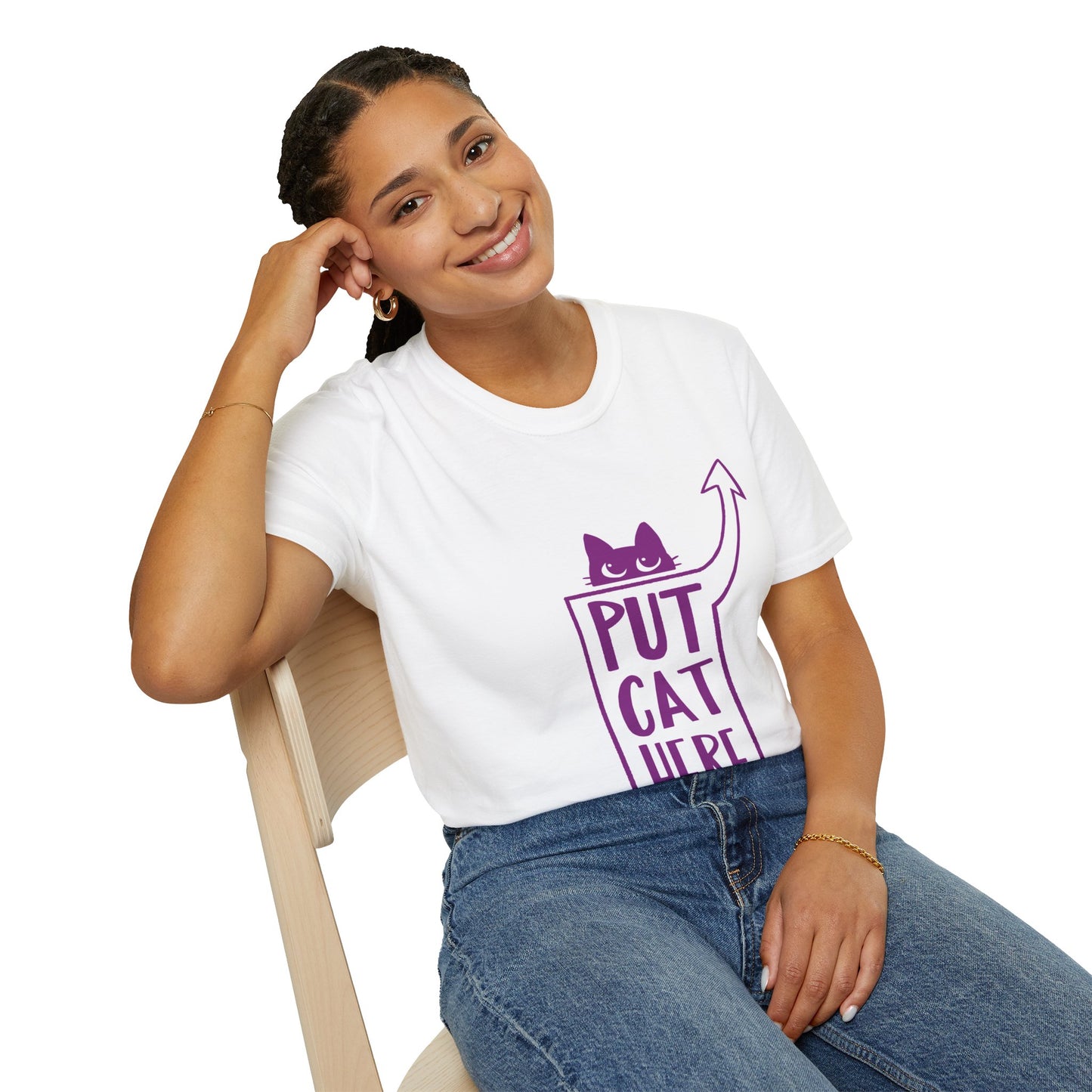 Calling All Shoulder Cats Essential Unisex White Cotton Tee, 6 Sizes