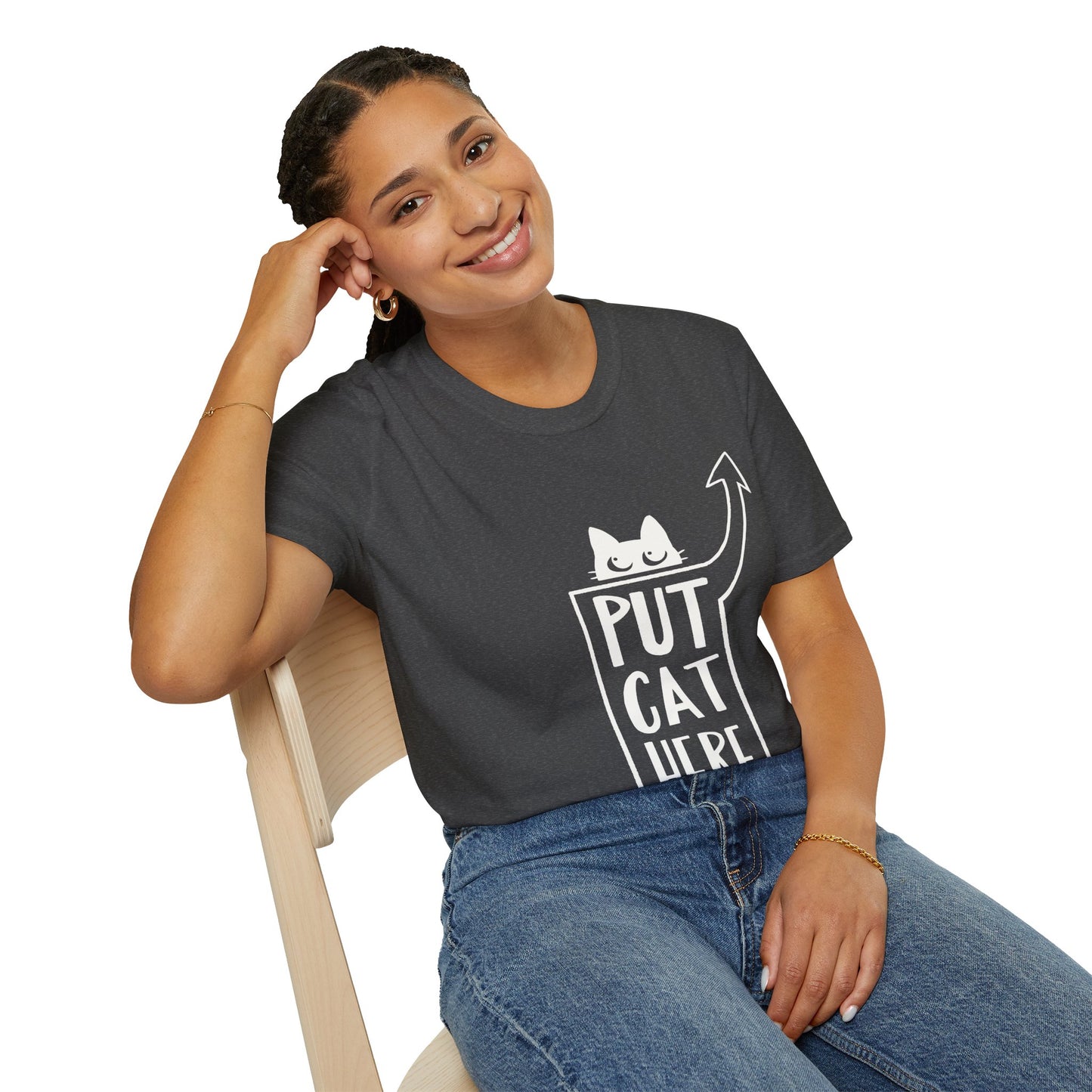 Calling All Shoulder Cats Unisex Dark Heather Cotton Tee, 5 Sizes