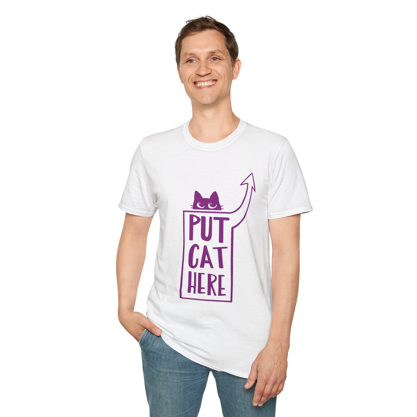 Calling All Shoulder Cats Essential Unisex White Cotton Tee, 6 Sizes