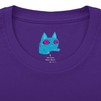 Calling All Shoulder Cats Unisex Purple Cotton Tee, 6 Sizes