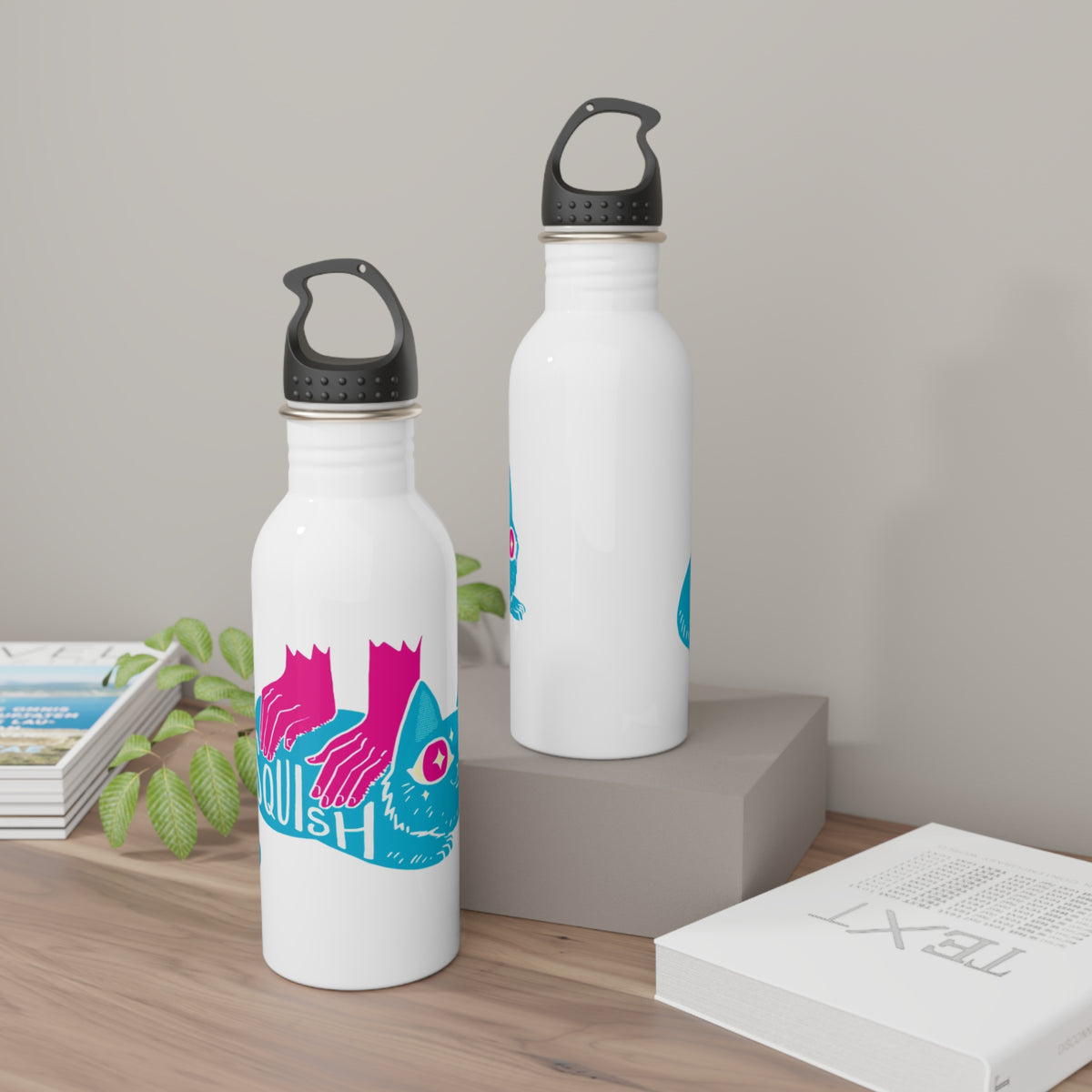 Squish That Cat Stainless Steel Water Bottle, 20oz
