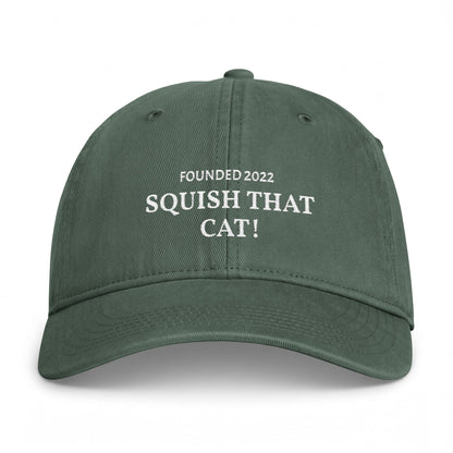 Squish That Cat Washed Baseball Cap, Moss