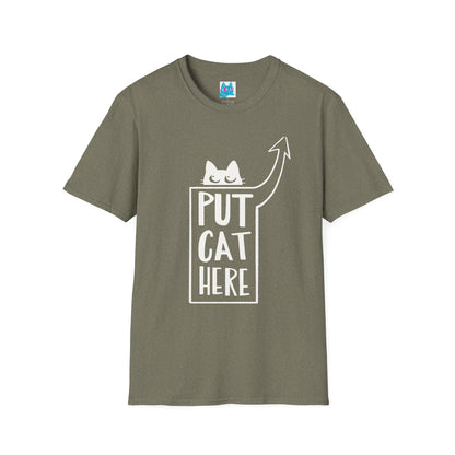 Calling All Shoulder Cats Essential Unisex Army Green Cotton Tee, 6 Sizes