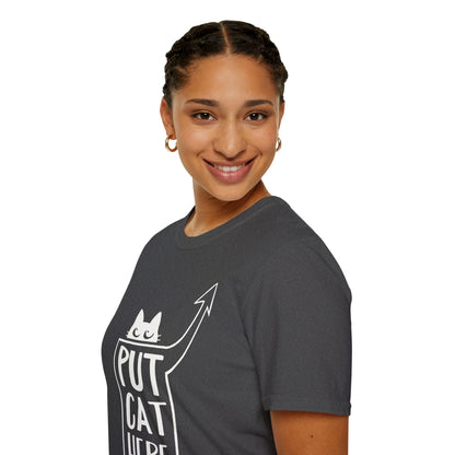 Calling All Shoulder Cats Unisex Dark Heather Cotton Tee, 5 Sizes