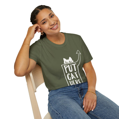 Calling All Shoulder Cats Unisex Army Green Cotton Tee, 4 Sizes
